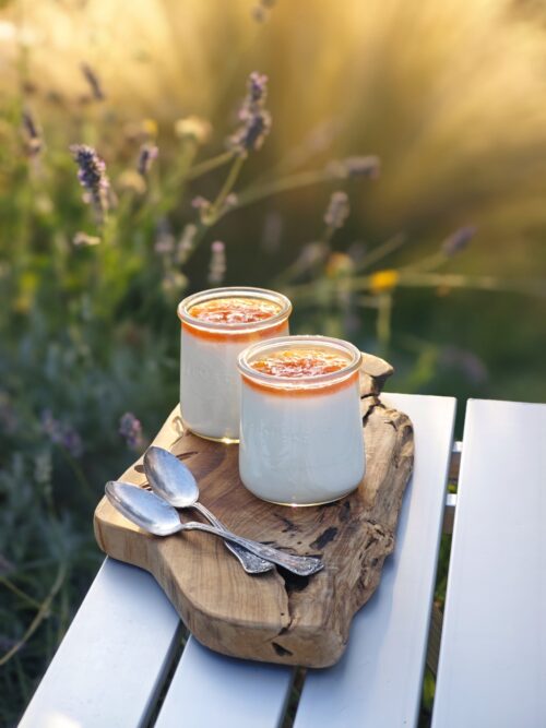 Panna cotta al cocco con salsa alla pesca